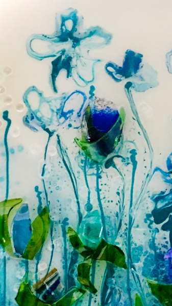 12" x 16" Blue Glass Flower Canvas
