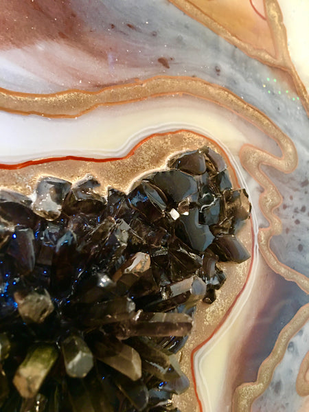 Geode Art Brown Tones 12" x 24" with Smoky Quartz