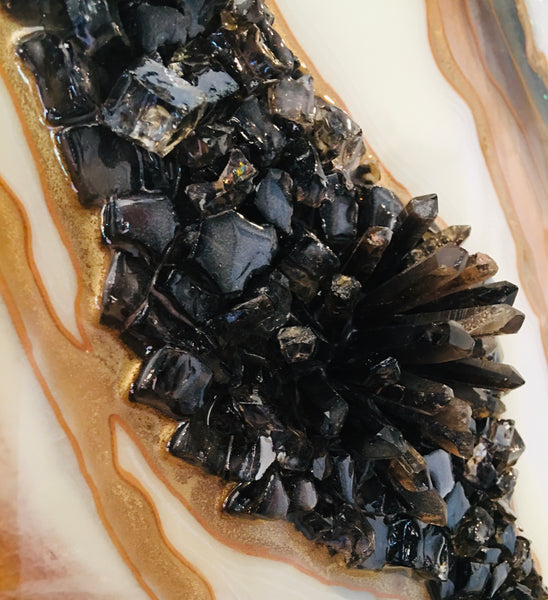 Geode Art Brown Tones 12" x 24" with Smoky Quartz