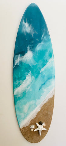 Surfboard Beach Style Wall Decor (Green Tones)