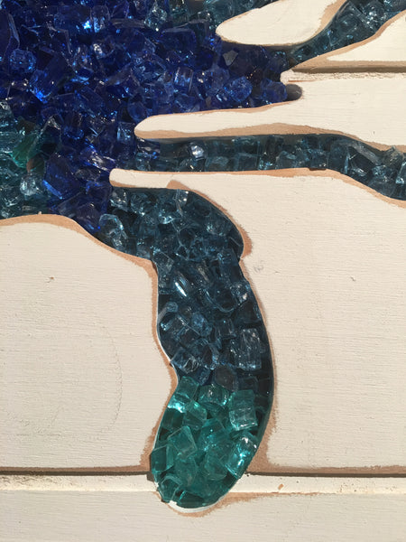 Crushed Glass Blue Crab Beach Wall Decor