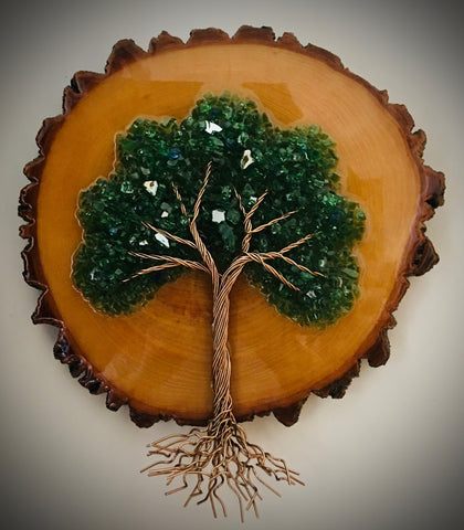 15" Round Wood Cookie Tree of Life