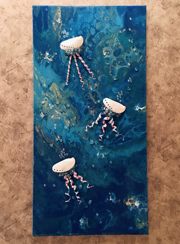 Acrylic Fluid Art, Glass Jelly Fish Wall Art