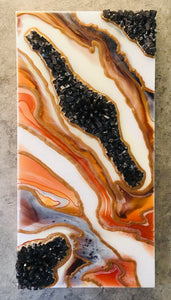 Geode Art Brown Tones 12" x 24" with Smoky Quartz