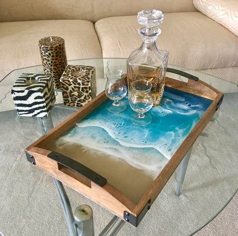 Beach Serving Tray with Metal Handles