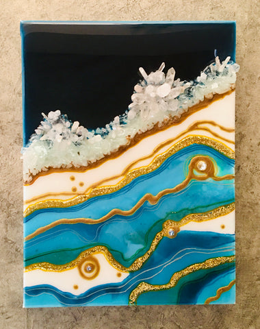 Geode Canvas Art Blue Tones